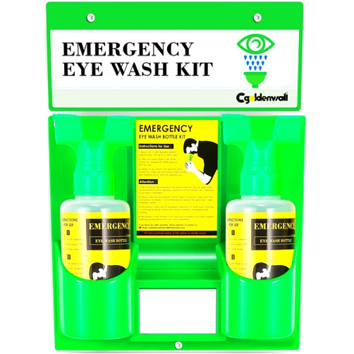 CGOLDENWALL Emergency Eye Wash Station Portable Wall Mounted Eyewash Station Double 500ml Empty Eyewash Replacement Bottle Eye Washing Kit for Personal Use, Without Eyewash Solution