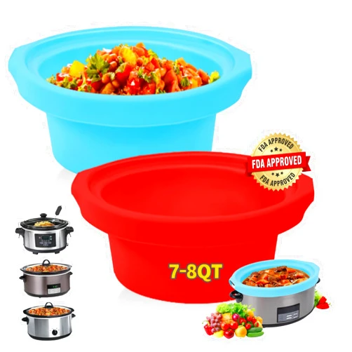 Maywe Tanso Slow Cooker Liners fit Crock Pot 7-8 QT,Maywe Tanso for Crock Pot Liners For 7-8 Quart Oval or Round Slow Cookers,Reusable & Leakproof Silicone Slow Cooker Liner For Crock Pot,Dishwasher Safe BPA Free
