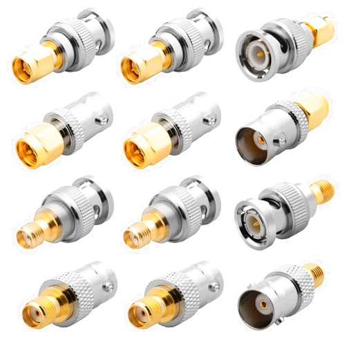 Anina 12-Pack SMA to BNC Adapter Kit 50 Ohm RF Coaxial Connectors Gold Plated Brass Complete Male/Female Set for RF Radio, Antenna, TV, Test Equipment