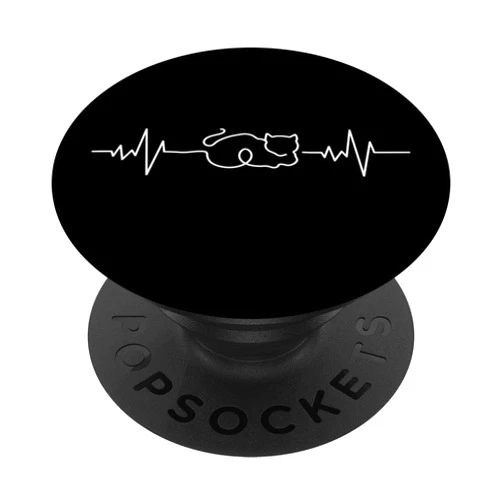 Cats by Fluffabulous Prints Cat heartbeat PopSockets Adhesive PopGrip