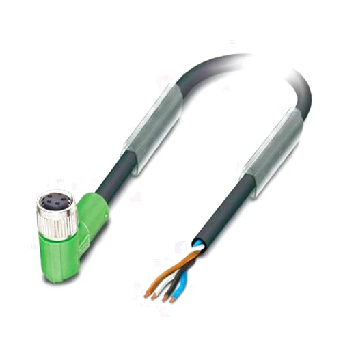 PHOENIX CONTACT 1681884, Sensor/Actuator Cable, R/A M8 F 4pos to Cut End, 4wire 3m, PUR b-g, SAC-4P-3.0-PUR/M 8FR