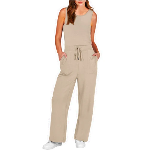 ANRABESS Womens Jumpsuits 2024 Casual Summer Dressy Romper Sleeveless Wide Leg Long Pants Outfits Fashion Travel Clothes