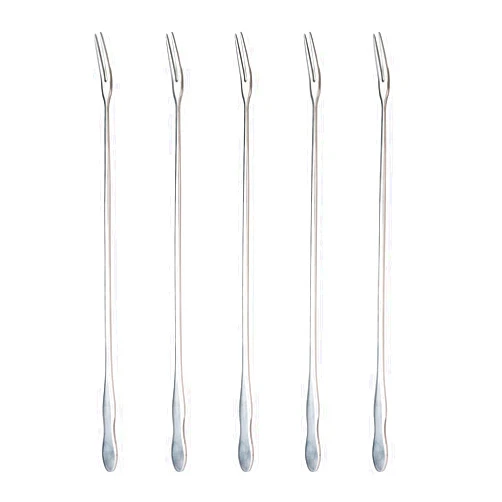 BOUYOTA Extra Long Pickle Fork 12.6 inches, 5 Pcs Long Handle Olive Fork, Stainless Steel Cocktail Forks, Prong Pickle Picker, Pickle Grabber, Long Dessert Forks, Long Fruit Fork, 5 pieces