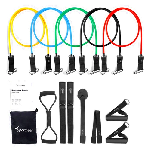 Sportneer Resistance Bands Sportneer Exercise Band Set, for Home Gym Workout, with Door Anchor, Ankle Strap and Chest Expander