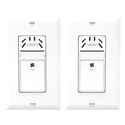 TOPGREENER Humidity Sensor and Fan Control Switch, Ventilation Fan Humidity Sensor Switch, Fan Switch, Neutral Wire Required, TDHS5, 2-Pack