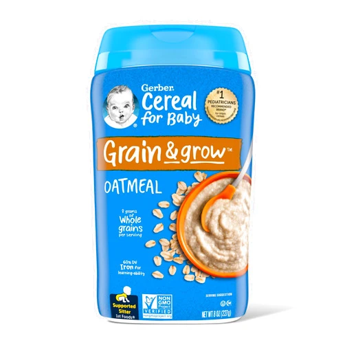 Gerber Baby Cereal 1st Foods, Grain & Grow, Oatmeal, 8 Ounce (Pack of 6)