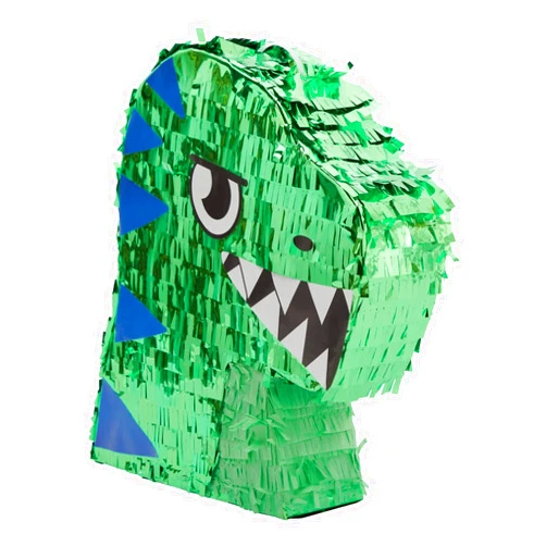 BLUE PANDA Dinosaur Pinata for Boys Birthday T-Rex Themed Party Supplies, Green Foil Dino Decorations (Small, 11.7 x 3.0 x 15.7 In)