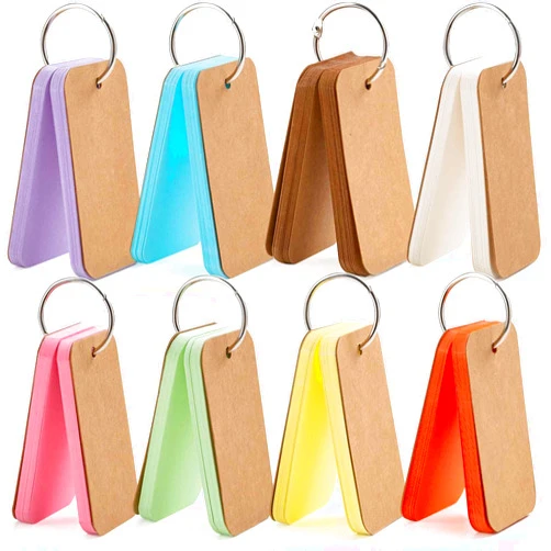 Primbeeks 8 Pack Multicolor Index Cards with Binding Rings, 320 Sheets 2.2 x 3.5 Inches Flash Cards, Double-sided Available Study Cards, Easy Flip DIY Greeting Card, Note Cards, Kraft Paper Cards