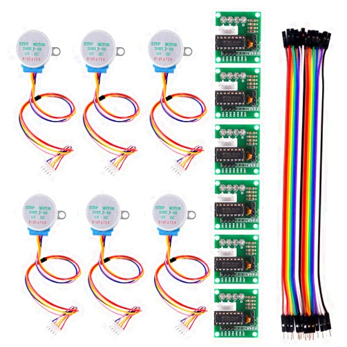Atnsinc 6 PCS 28BYJ-48 ULN2003 5V Stepper Motor + ULN2003 Driver Board