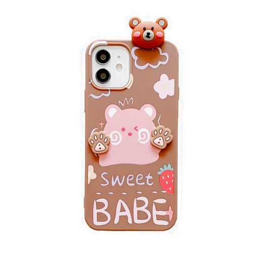 SINQERISHT Cute Cartoon Case Compatible with Samsung Galaxy S20 Cases Soft Silicone Rubber Protective Cover with 3D Puppy Doll Character Shockproof Cover Lovely Fun Funny Kids Girls Women Boys (Bear)