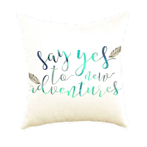 Ogiselestyle Say Yes to New Adventures Cotton Linen Home Decorative Throw Pillow Case Cushion Cover for Sofa Couch, 18