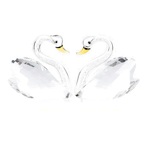 OwnMy Crystal Swan Figurines Crystal Swan Pair Collectibles Crystal Swan Ornaments Decor, Clear Lover Swans Statues Crystal Paperweight Tabletop Centerpiece for Wedding Living Room Home Office Decor