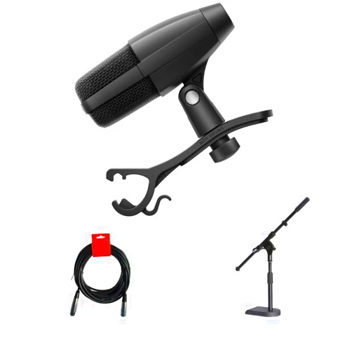Kellards Sennheiser MD 421 KOMPAKT Multipurpose Cardioid Dynamic Microphone with Drum Clamp Bundle with On-Stage Stands MS7920B Bass Drum/Boom Combo Mic Stand, XLR- XLR Cable