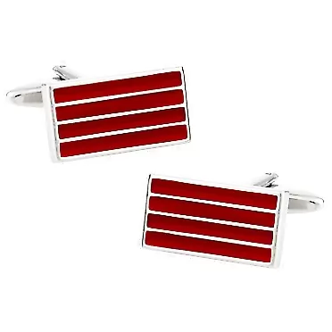 Cuff-Daddy Enamel Deep Red Bar Unique Set Cuff Links Business Anniversaries Boyfriend Birthdays Cufflinks Gifts Executives Bullet Hinge Swim Sea Captain Cufflinks Fantastic Gift with Presentation Box