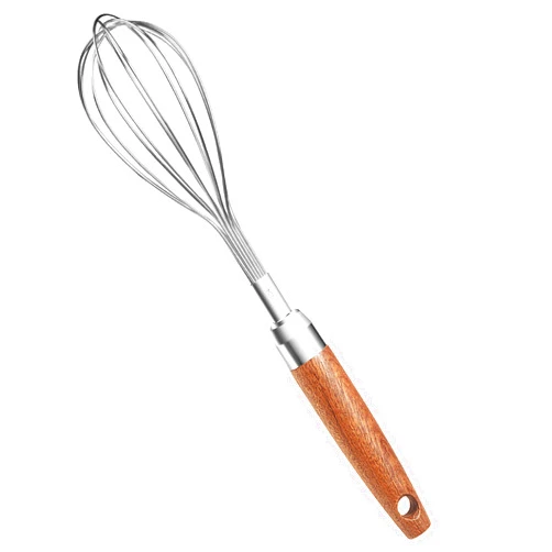 EVNSIX Stainless Steel Wire Whisk, Wooden Handle Kitchen Hand Whisk Multi Function, Non Stick Balloon Whisk Egg Beater for Blending Whisking, Beating, Frothing & Stirring Batters (10