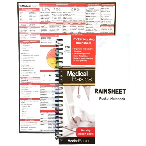 Medical Basics Pocket Nurse Report Sheet Notebook - Brain Sheet Template for MedSurg Nurses and CNA