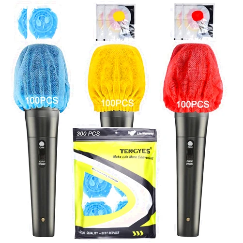 TENGYES 300 PCS (150 Pack) Microphone Hygiene Covers Disposable Non-Woven Handheld Mic Mike Cover Windscreen Protective Cap for KTV Karaoke Recording Room Stage Performance (Multicolored)