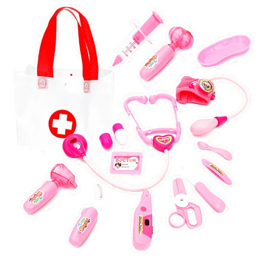 SUBANG 16 Pieces Doctor Kit for Kids Toys Pretend Play Medical Kit with Medical Handbag and Stethoscope for Toddlers Boys Girls Aged 3+, Pink