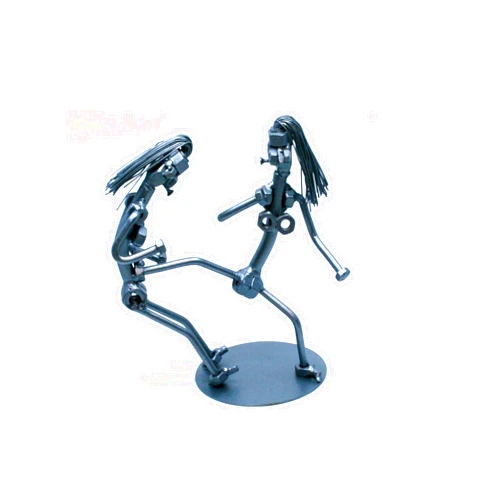 Handmade Female Fighter Kickboxing, Karate Coach Gift - Custom Portrait gift nuts and bolts metal sculpture for women,Unique Women Karate instructor