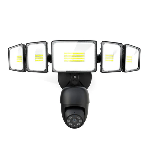 iMaihom Floodlight Camera Outdoor Wired, 2K QHD Security Cam with Motion-Activated 5 Heads Light, 5500LM Brightness, 360° Pan & Tilt, Color Night Vision, 2-Way Audio, Cloud/SD Storage, Black