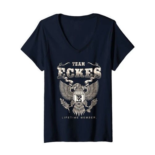 Team Eckes Family Name Womens Team Eckes Lifetime Member - Eckes Name V-Neck T-Shirt