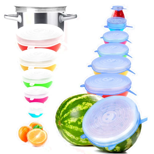 YXYL Reusable Premium Silicone Stretch and Seal Lids 14PCS for Food Storage, Flexible Round Silicone Bowl Covers, 7 Different Sizes - Keep Food Fresh, by YXYL