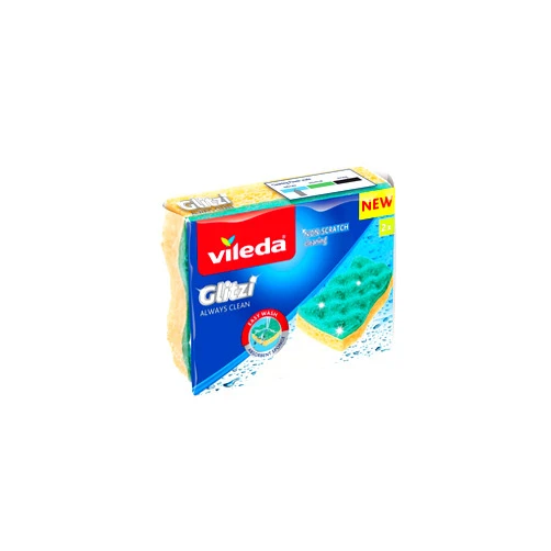 Vileda Glitzi Always Clean 2 Sponges, Yellow/Green