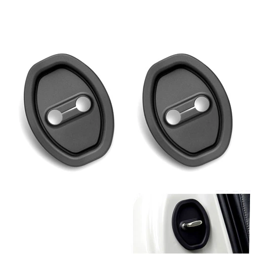Zigeiya Door Lock Strike Protector, Silicone Silent Shock Absorption Pad, Rust-Proof Door Lock Cover Protective Pads, Universal for Most Cars (Black)