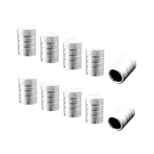Ziciner 10 PCS Car Tire Valve Stem Caps, Anodized Aluminum Wheel Stem Covers, Corrosion Resistant Car Tire Air Caps, Vehicle Exterior Accessories for Car, Truck, Motorcycle, Bike (Silver-10 PCS)