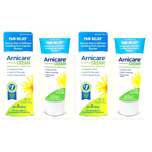 Boiron Arnicare Cream for Relief for Joint Pain, Muscle Pain, Muscle Soreness, and Swelling from Bruises or Injury - Fast Absorbing and Fragrance-Free - 1.3 oz (Pack of 2)