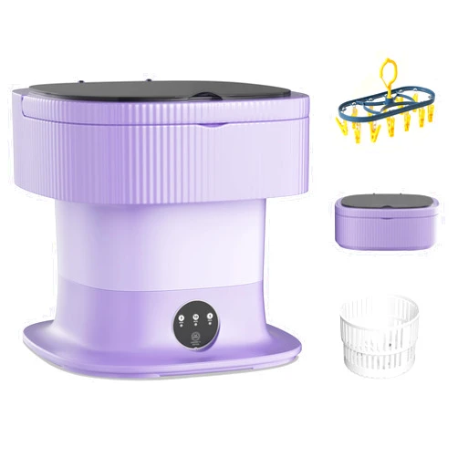 INTERGREAT 11L Mini Portable Washing Machine,Small Washer with Dryer for Baby Clothes and Underwear, Foldable Portable Laundry Machine for RV,Apartments,Travel,Camping,Dorm,Purple