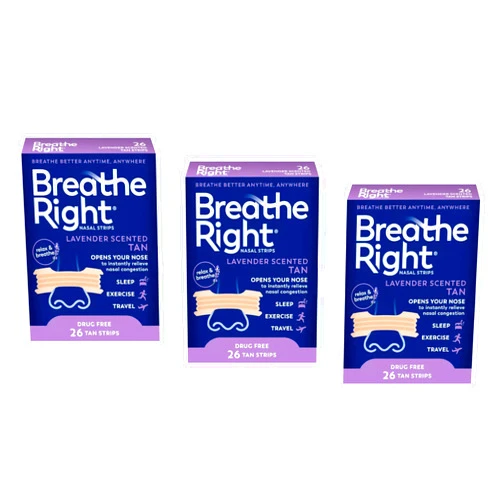 Breathe Right Strips Nasal Strips, Lavender, 26 Count (Pack of 3)