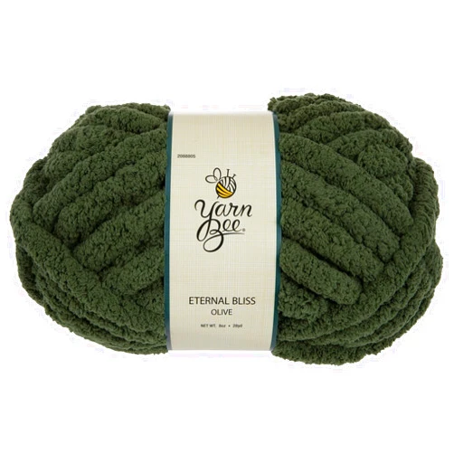 Hobby Lobby (Olive) Yarn Bee 7 - Jumbo Yarn for Crocheting & Knitting – Soft Yarn Skein – 28 Yards of 100% Polyester Yarn for Crocheting Blankets, Hats, & More – Craft Supplies for Handcrafting, Olive