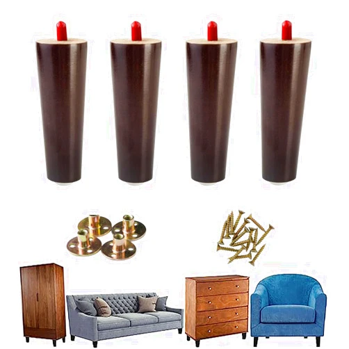 SLKING STORE Wood Furniture Legs Pack of 4 Replacement Legs 6 inch High for Bed, Sofa, Couch, Chair Ottoman, Love seat, Coffee, Table,Settee,Cabinets