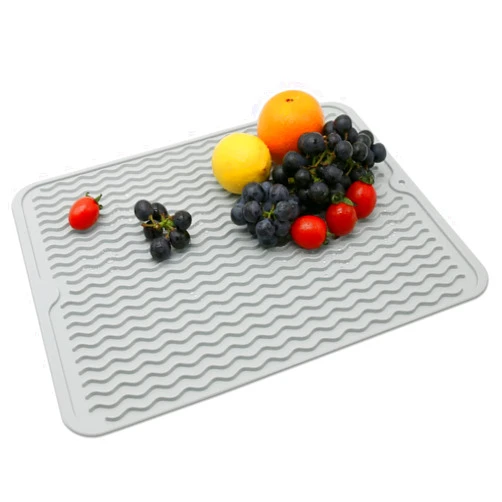 Saravivi Silicone Drying Mat, Dish Drying Mat, Large Dish Drainer Mat for Kitchen Counter, Eco Friendly Food Grade Silicone Drying Mat, Easy to Clean Heat Resistant Dish Mat(12