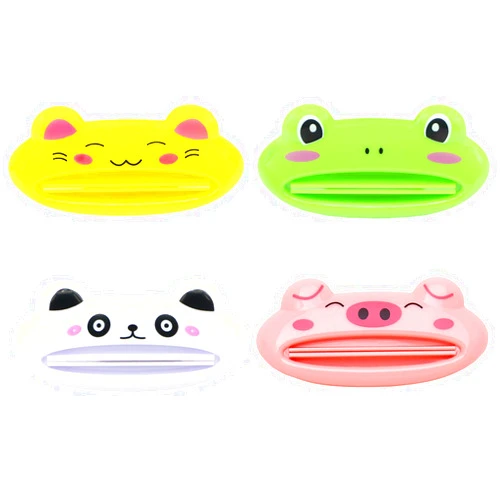 SAISN Toothpaste Squeezers with Cute Cartoon Animal Pattern Tube Squeezers for Multiple Purposes (4 Pack, Style A)
