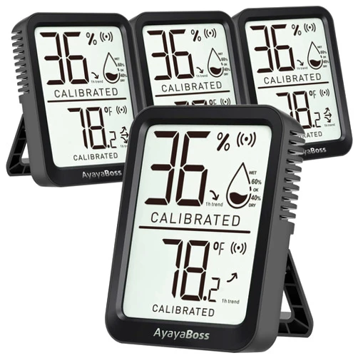 AyayaBoss Humidity Gauge, Room Thermometer for Home, Indoor Thermometer Hygrometer, Temperature and Humidity Monitor, Digital Sensor Humidity Meter for Bedroom, Pet, Plant - Mini Size - Pack of 4