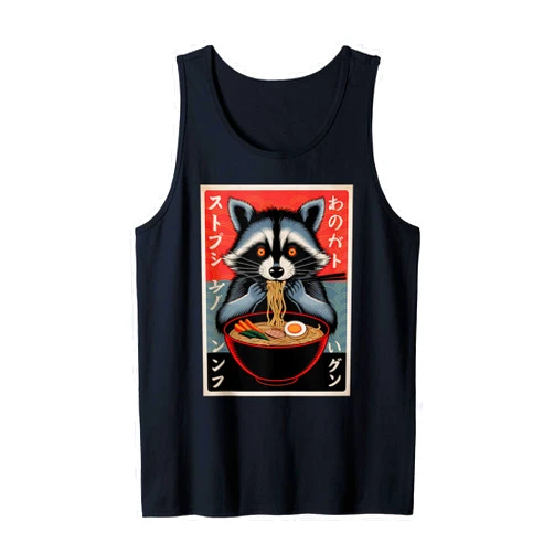 Kawaii Racoon Anime Men Women Boys Girls Ramen Japanese Funny Kawaii Racoon Graphic Mens Gifts Anime Tank Top