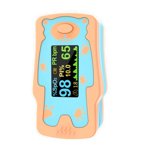VOLUETH Pulse Oximeter for Kids, Blood Oxygen Saturation for Children, Portable Oxygen Meter with OLED Screen Included 2AAA Batteries
