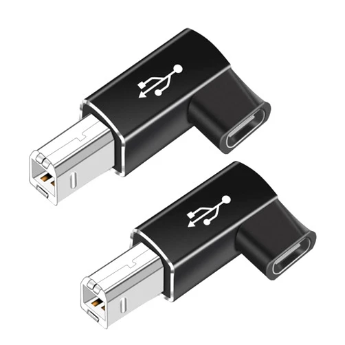 RAINSUNG Female USB C to USB B Printer Cable Adapter 2Pack, USB C to MIDI Cable Adapter for Printer Eectric Pianos Synthesizers USB Microphones Right Angle Shape