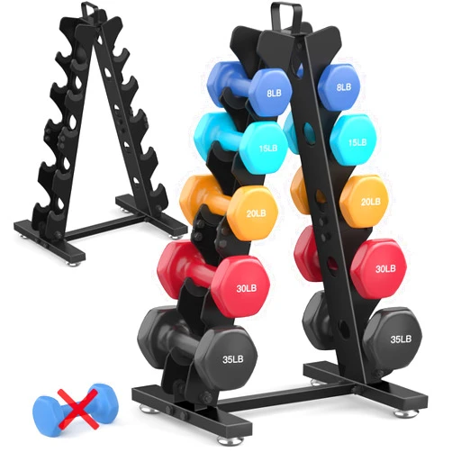 TomCare Dumbbell Rack Stand Only, Weight Rack for Dumbell Set Home Gym Storage Stand for Weights Metal A-Frame Strength Training Dumbbell Holder with Handle (Dumbells not Included)