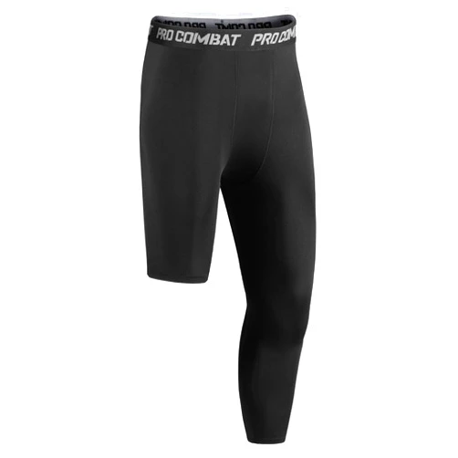 Niksa 1/2 Pack Men's Compression Pants, 3/4 One Leg Compression Tights Men Basketball Leg Sleeve Athletic Base Layer Leggings