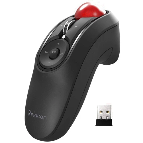 ELECOM Relacon Handheld Trackball Mouse, Thumb Control, 2.4GHz Wireless, Ergonomic Design, 10-Button Function with Smooth Tracking, Windows11, MacOS (M-RT1DRBK)