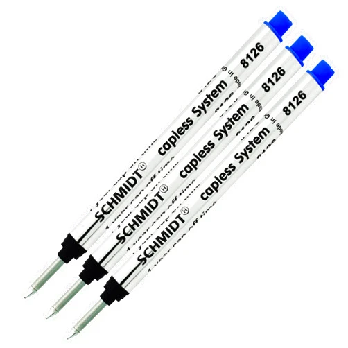 SCHMIDT 3 Pack - Schmidt 8126 Capless Rollerball - Blue Ink