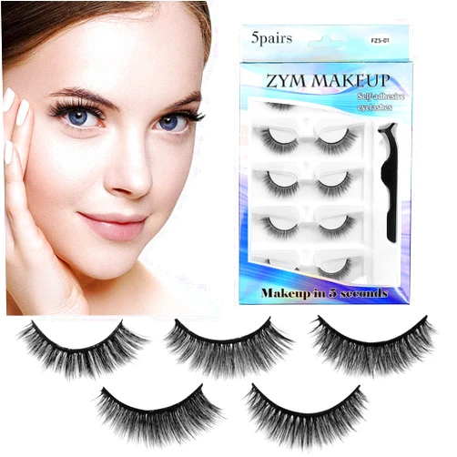 SAOTAENG Reusable Self Adhesive Eyelashes Natural Look, No Eyeliner or Glue Needed and Easy to Put On, Reusable Self Sticking False Eyelashes (5pairs)…