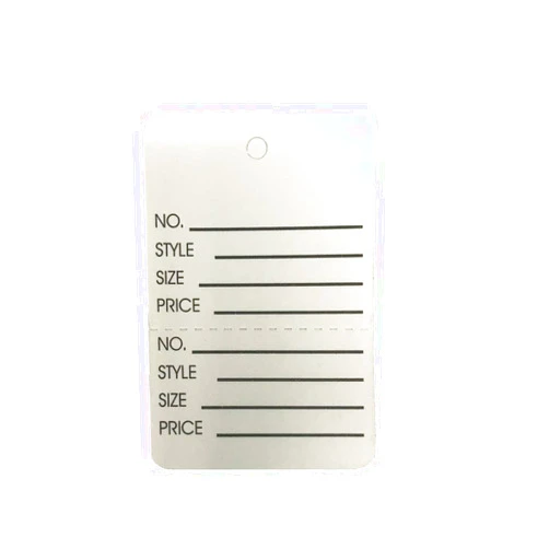 NAHANCO T3-1 Small Unstrung Coupon Tags, Pre-Printed Perforated Price Tags, Clothing Size Tags, White 1000/ctn.