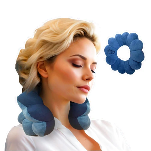 Total Pillow Donut Pillow for Airplane & Travel, Sleeping Neck Pillow, Microbead Comfortable Pillow for Neck, Head, Back, Lumbar & Pelvic Support, Twists to Many Positions - Blue
