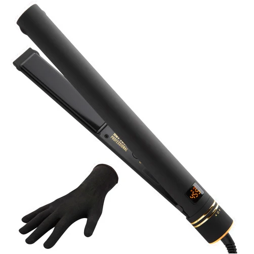 Hot Tools Pro Artist Black Gold Evolve Ionic Salon Hair Flat Iron | Long-Lasting Finish for Straightening Hair, (1 in)