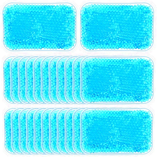 TrelaCo 24 Pcs Gel Bead Ice Pack 4 x 6 Inch Reusable Hot Cold Pack Soft Small Gel Cooling Pad Compress for Sports Swelling, Knee, Shoulder, Foot, Back, Ankle, Neck, Elbow Injuries Wrap Pain Relief