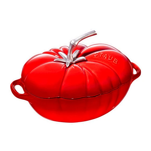 STAUB Cast Iron Dutch Oven 3-qt Tomato Cocotte, Made in France, Serves 2-3, Cherry